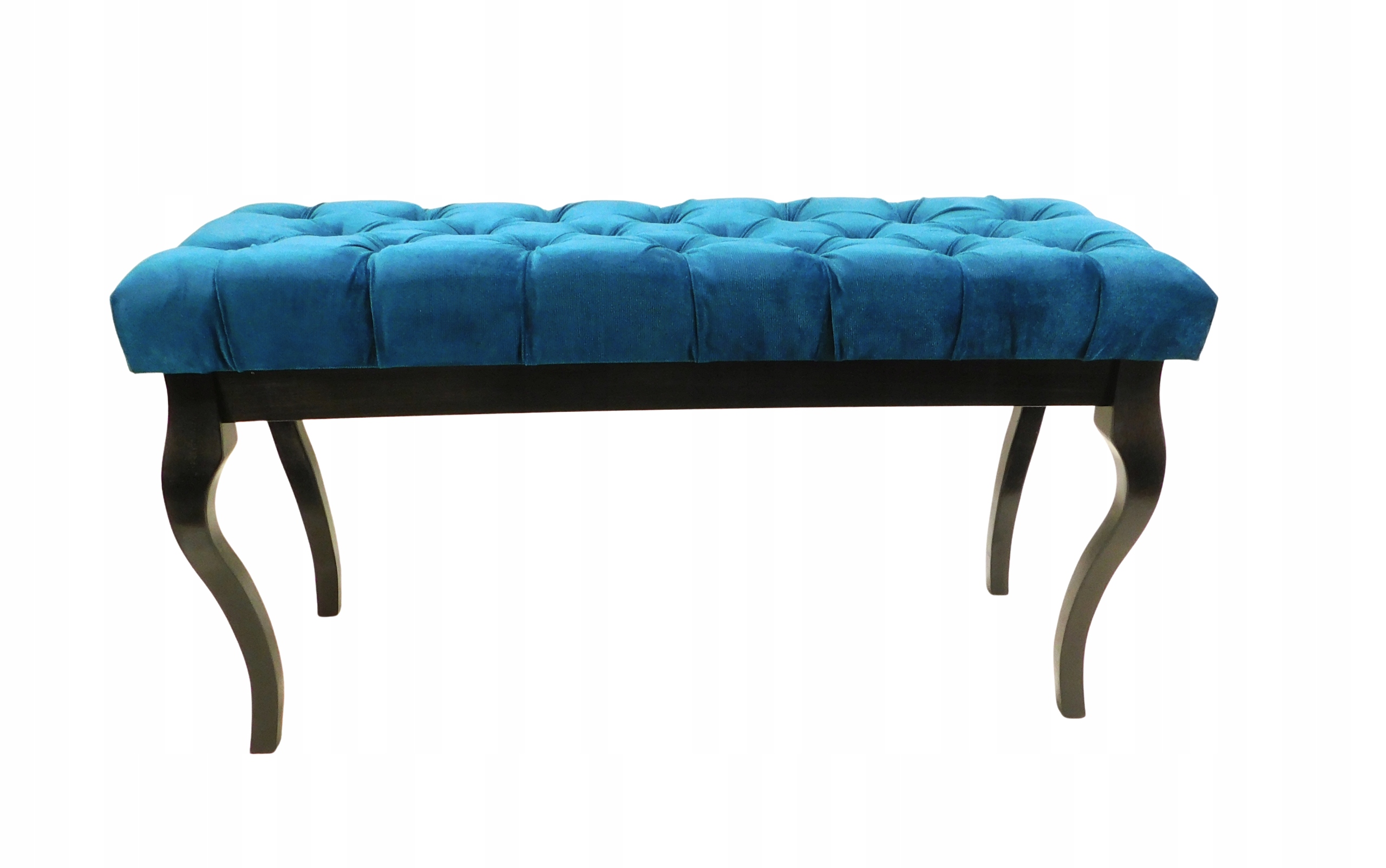 Sedák čalouněná lavička černý lak mořská zeleň 100 x 40 cm H56 cm