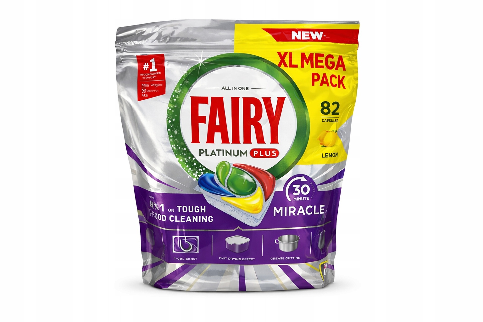 Kapsle do myčky nádobí Fairy 30 minut Miracle Platinum Plus 82 kusů