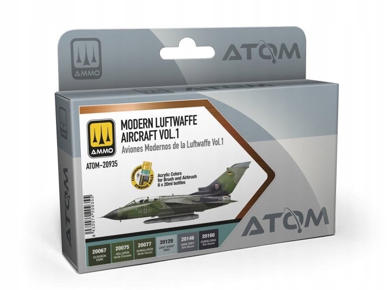 Sada akrylových barev Luftwaffe Aircraft Vol.1 ATOM-20935 Ammo Mig Jimenez
