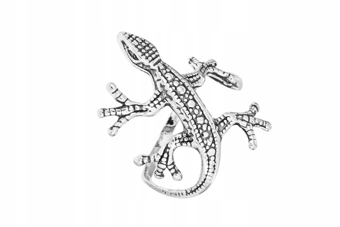 Velký Stříbrný Oxidovaný Prstýnek Ještěrka Hbitá Dámský Prsten Velikost 21