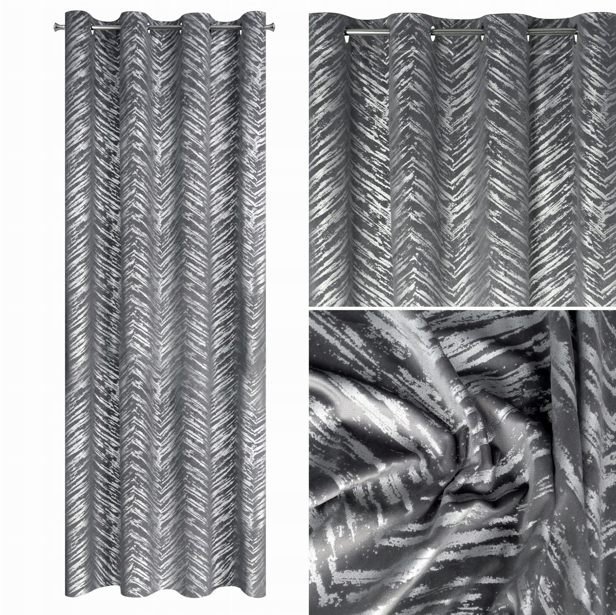 

Zasłona Welwet 140x250 Przelotki Sara stal+srebrny