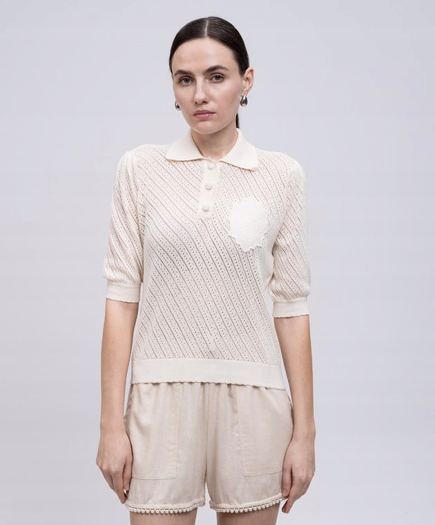 Twinset Elegantní Polokošile Ažurové S Výšivkou Bavlna L 2DA