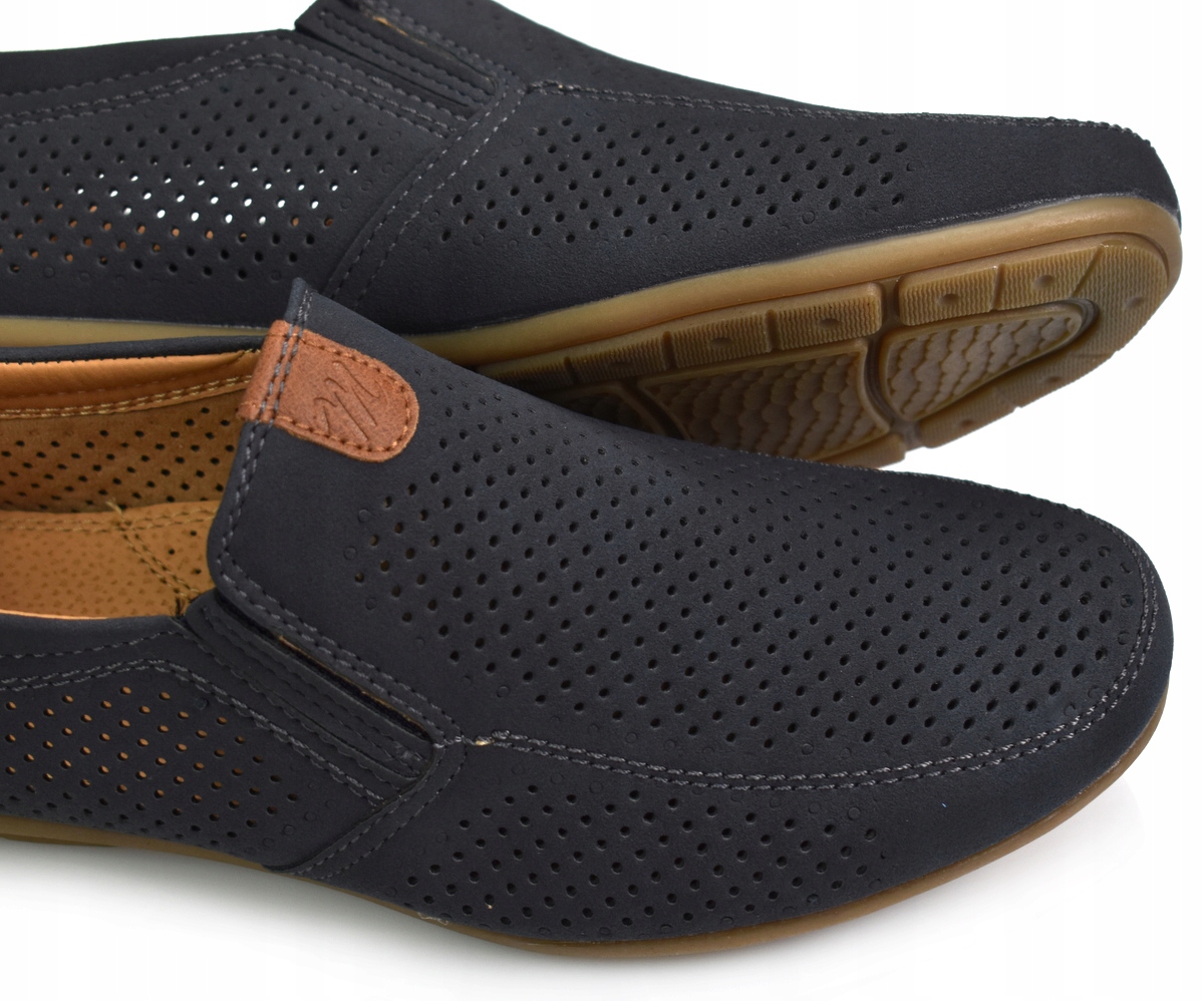 BESSKY Granatowe PÓŁBUTY lekkie Mokasyny Wizytowe 25 cm - 39 Marka Inna marka