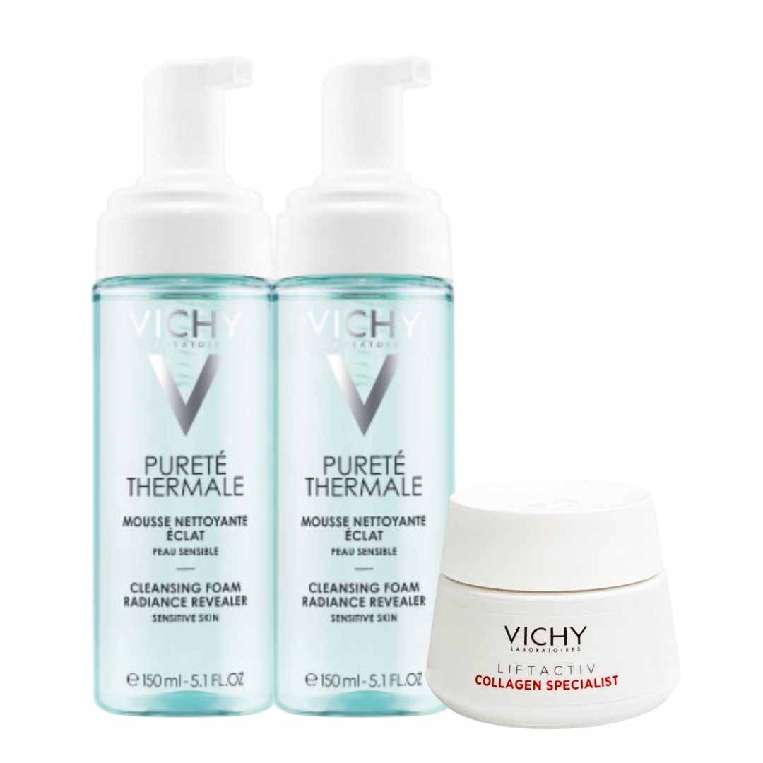 Vichy Zestaw Pianka oczyszczająca do twarzy hipoalergiczna 150ml 2PAK