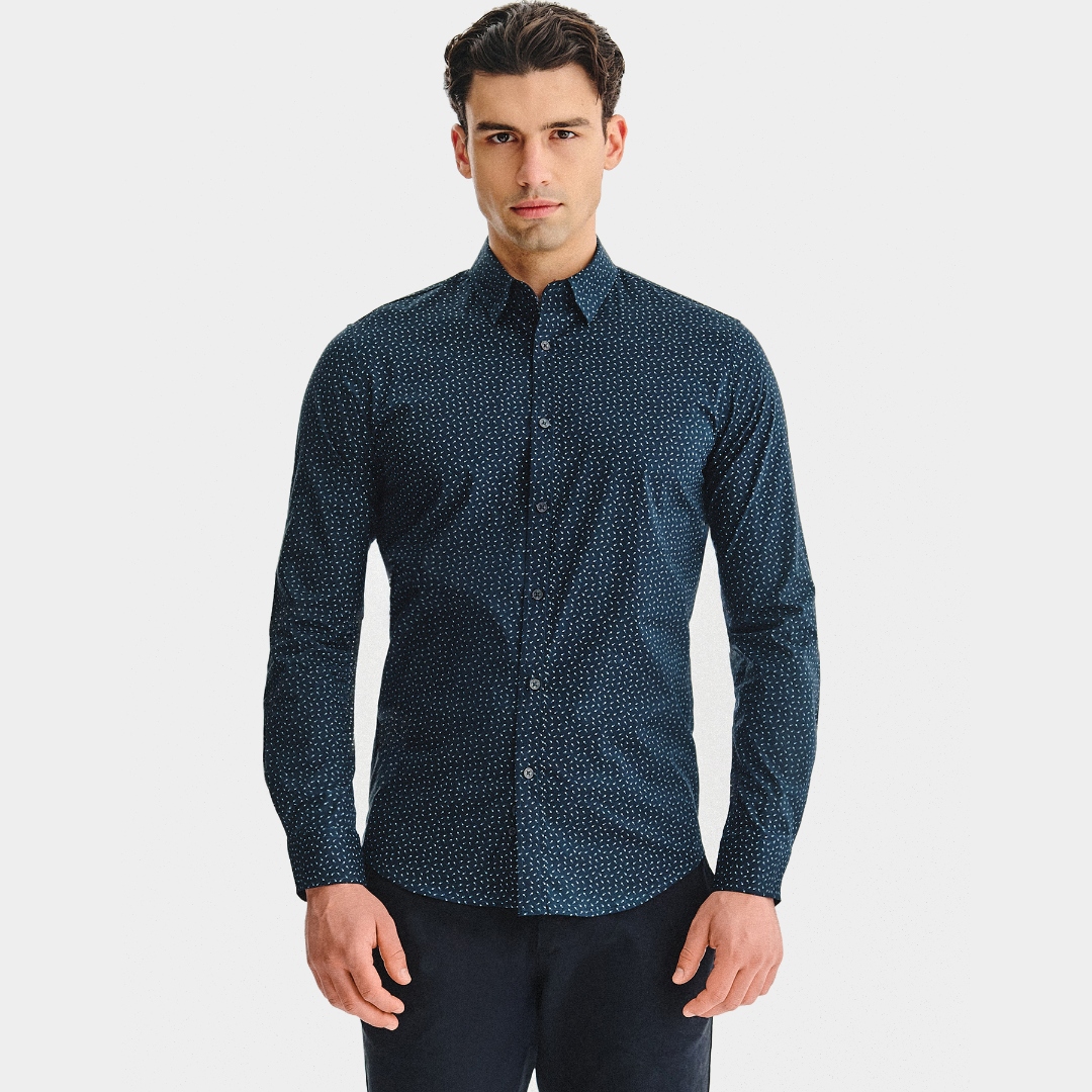 Tmavě modrá pánská ležérní košile s mikrovzorkem Pako Lorente vel XXL