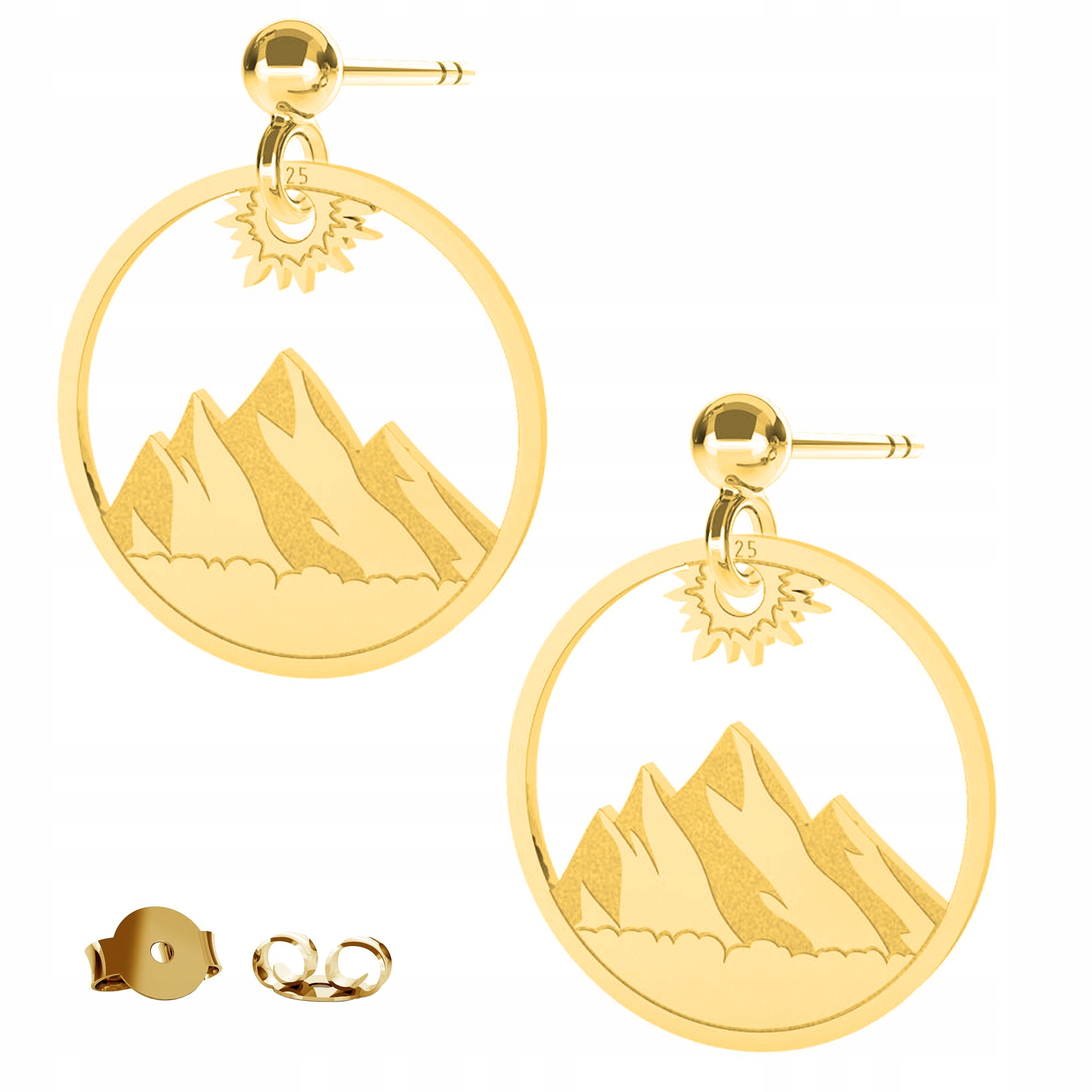 Náušnice zlaté Hory Cestování 925