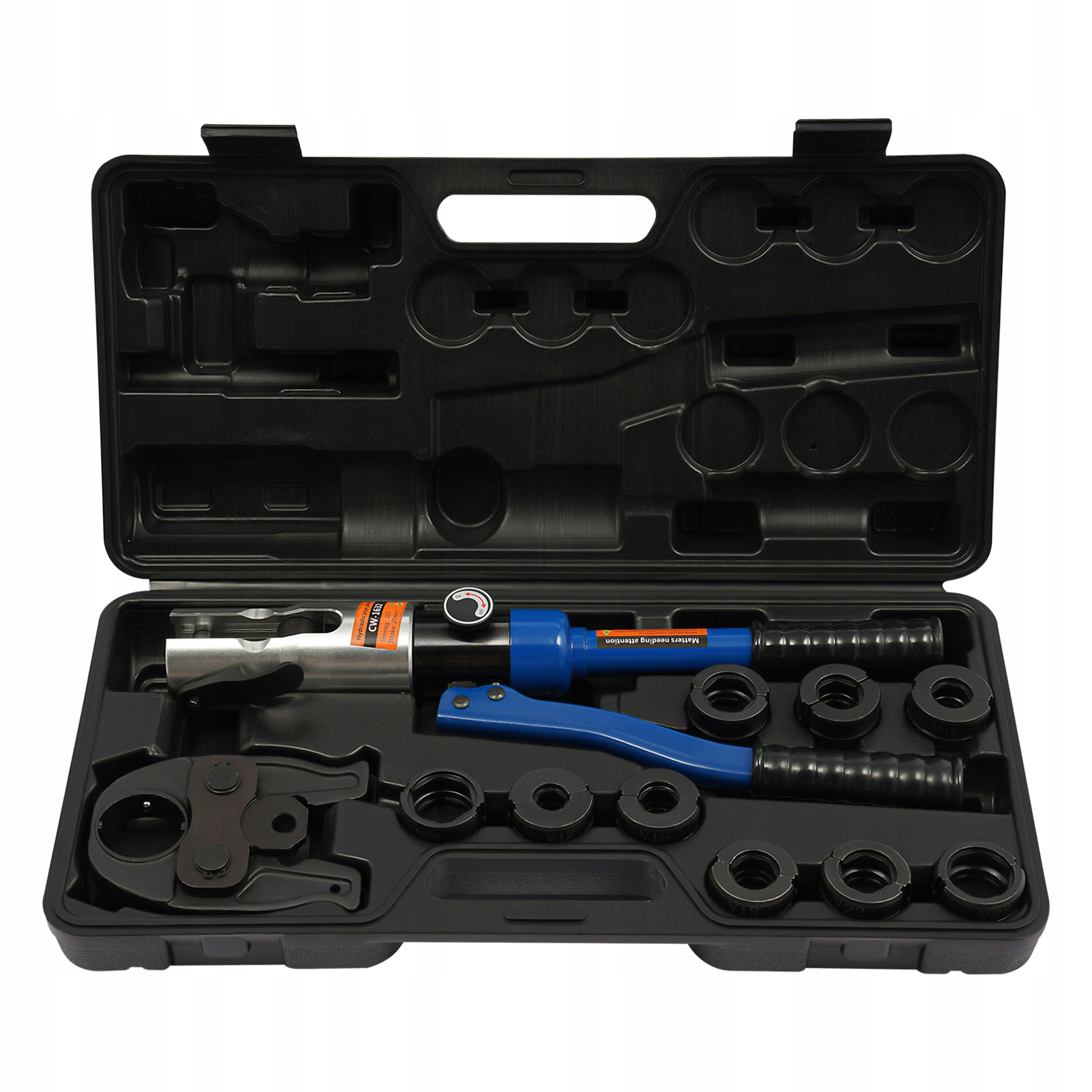 PROFESJONALNA ZACISKARKA HYDRAULICZNA DO RUR Z 10 MATRYCAMI V/M12/15/18/22/28MM