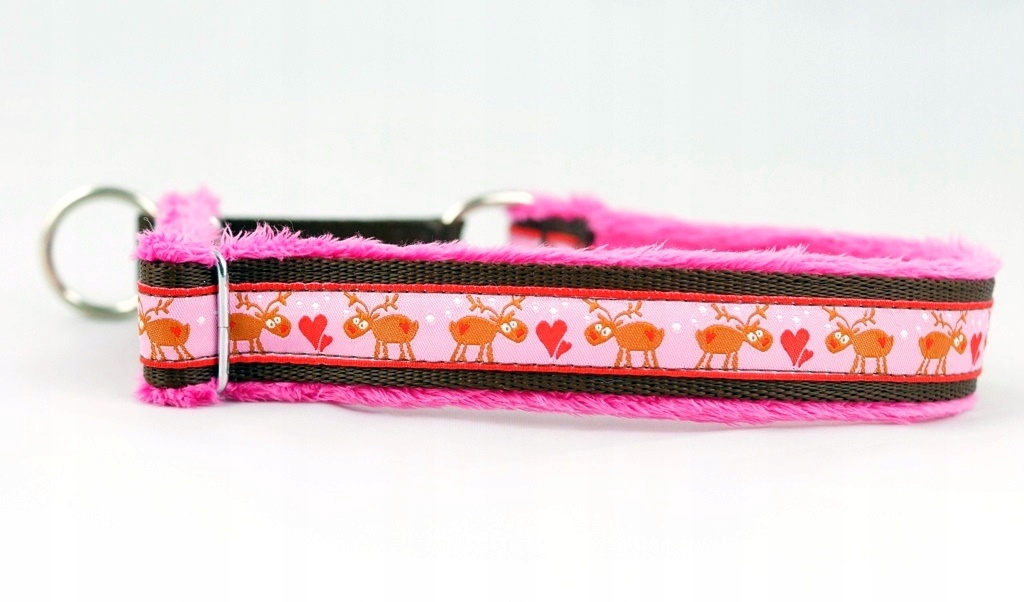 

Obroża ribbonki, Renifery różowe, 30-45cm Zima