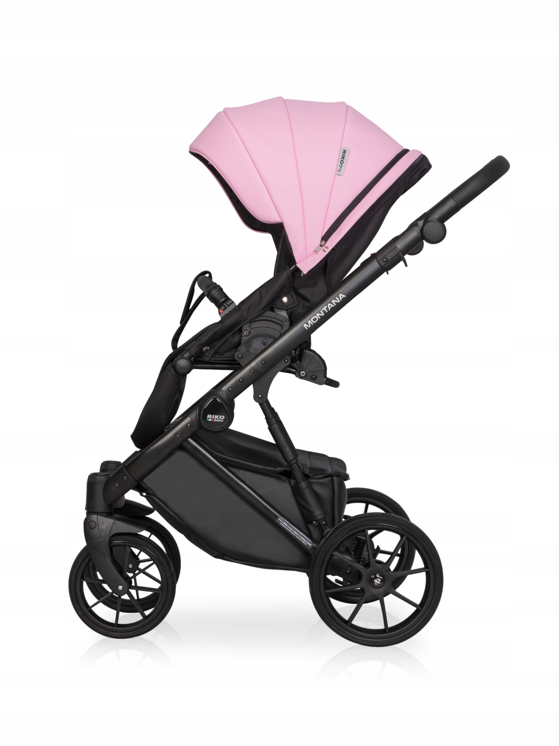 RIKO BASIC MONTANA ECCO WÓZEK DZIECIĘCY 3W1 - KOLOR 14 CANDY Z ADAPTERAMI Rodzaj kół Z tworzywa