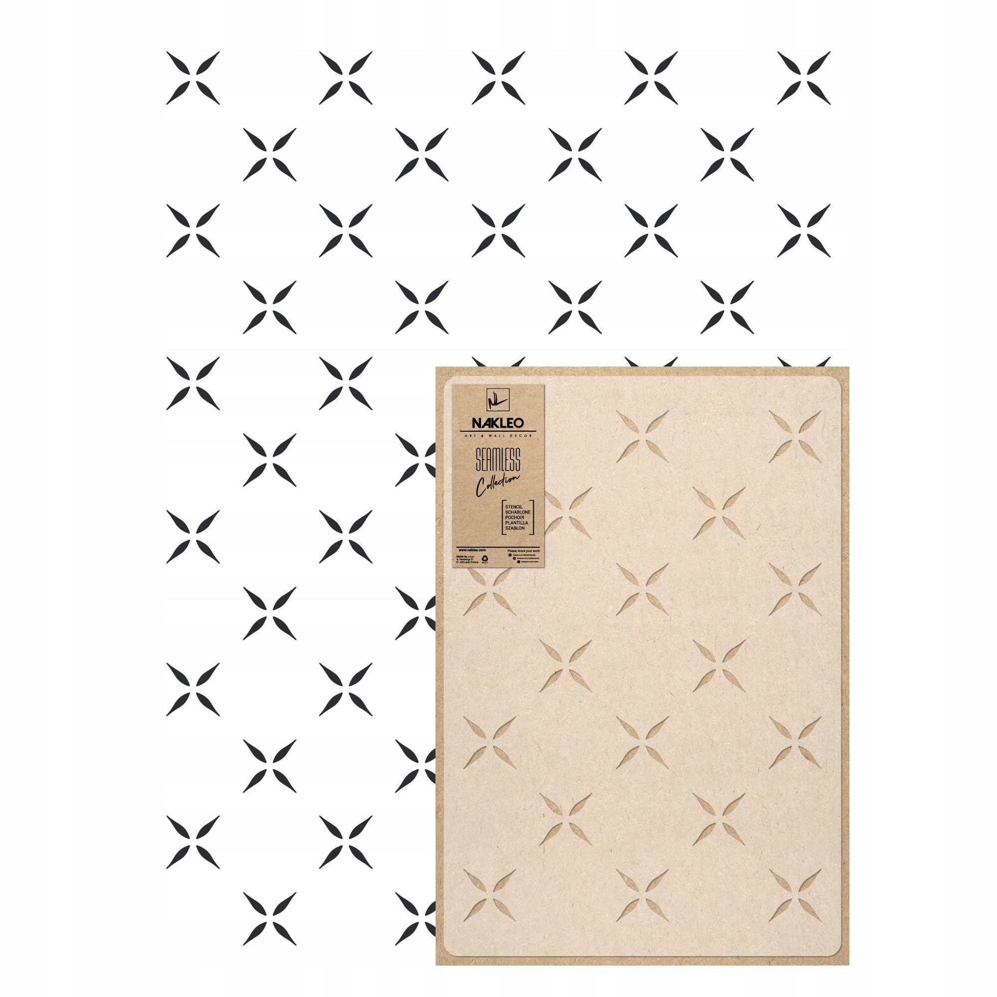 Opakovatelná malířská šablona Opakovaně Použitelný 59x95 cm Tapeta Glamour Švy Chic