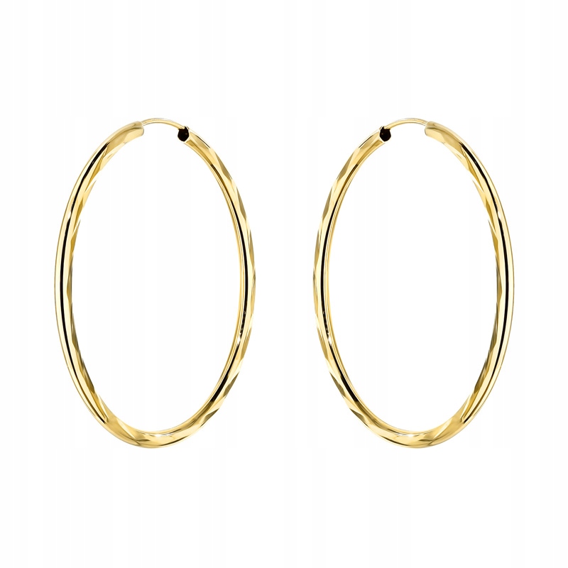 Zlaté Náušnice Dámské pr. 585 Diamantová kolečka Kolečka 30mm 14k