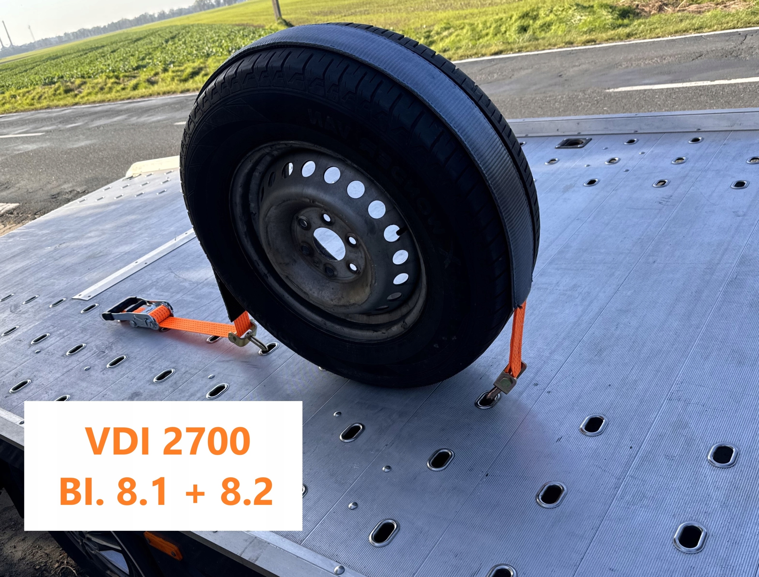 Přepravní pás v souladu s normou VDI 2700 8.1 8.2 5T 50 mm 3,5 m 4% Otočný