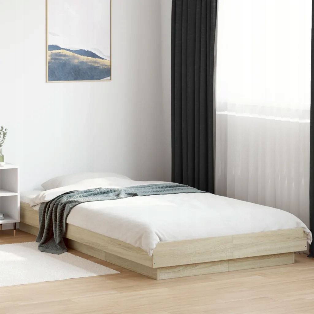 Rám postele dub sonoma 75 x 190 cm kompozitní dřevo Hnědá 3281247