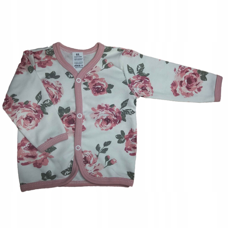 

Kaftanik koszulka 68 bluzka rozpinana w różyczki