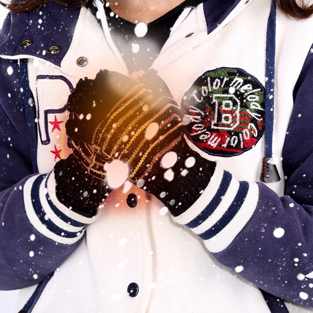 RĘKAWICZKI CZARNE MITENKI BEZ PALCÓW CIEPŁE USB Rozmiar uniwersalny