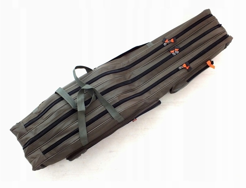 USZTYWNIANY POKROWIEC 140cm 3 KOMORY SUPER JAKOŚĆ TORBA NA WĘDKI Model WĘDZISKA WZMACNIANY SZTYWNY USZTYWNIANA KOMORY RYB