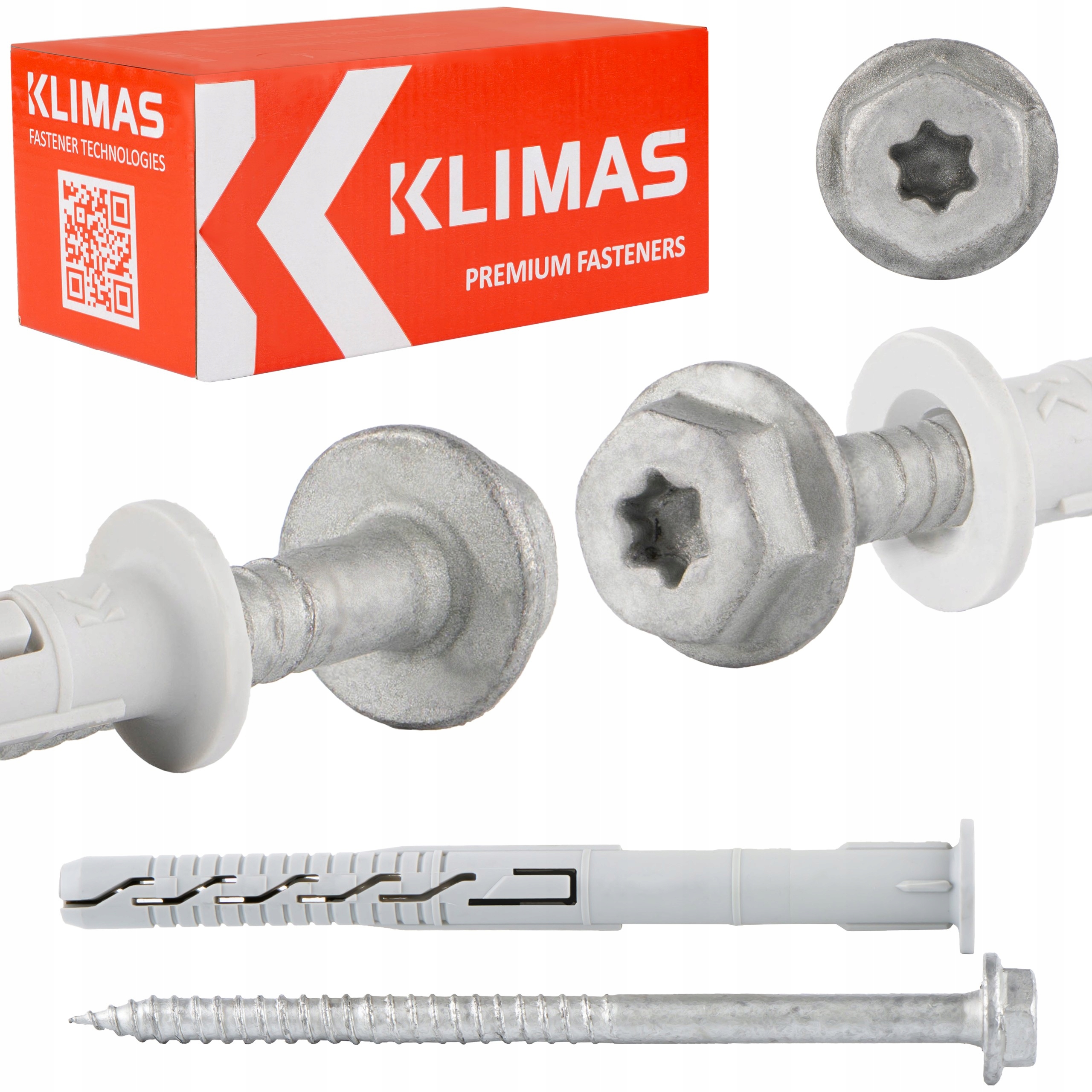 Rámové rozpěrné hmoždinky 10x300 mm s přírubou 25 ks Podložková hlava Torx