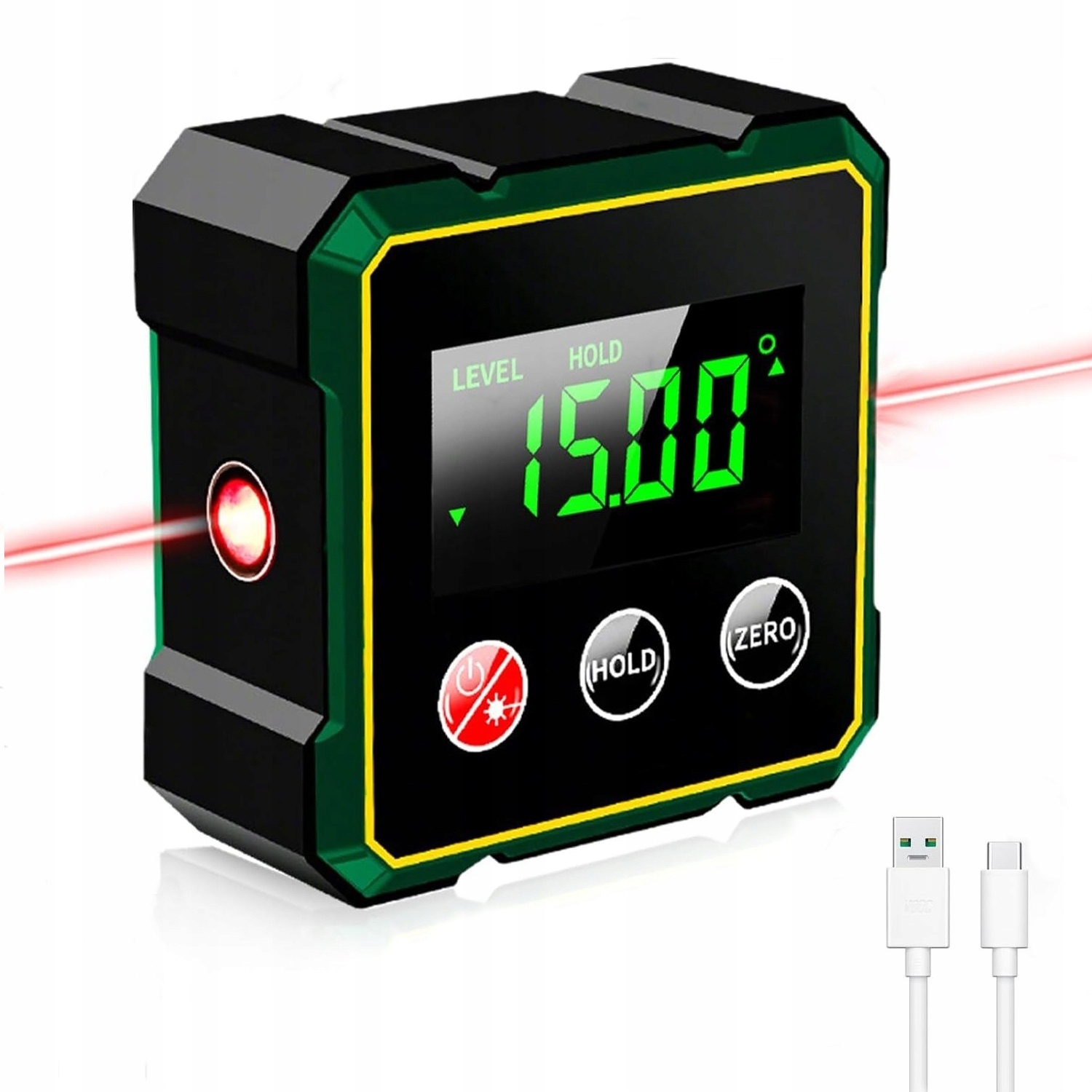 Laserowy Kątomierz Cyfrowy Inklinometr Linijka Laserowa Usb Ładowalny