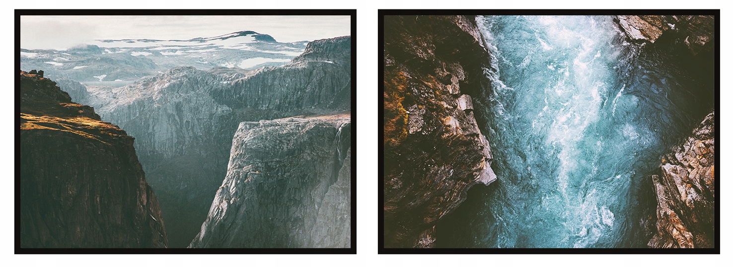 Obraz Plakáty V Rámu 53x73 cm Diptych Sada 2 obrazů Úroveň Hory P1239