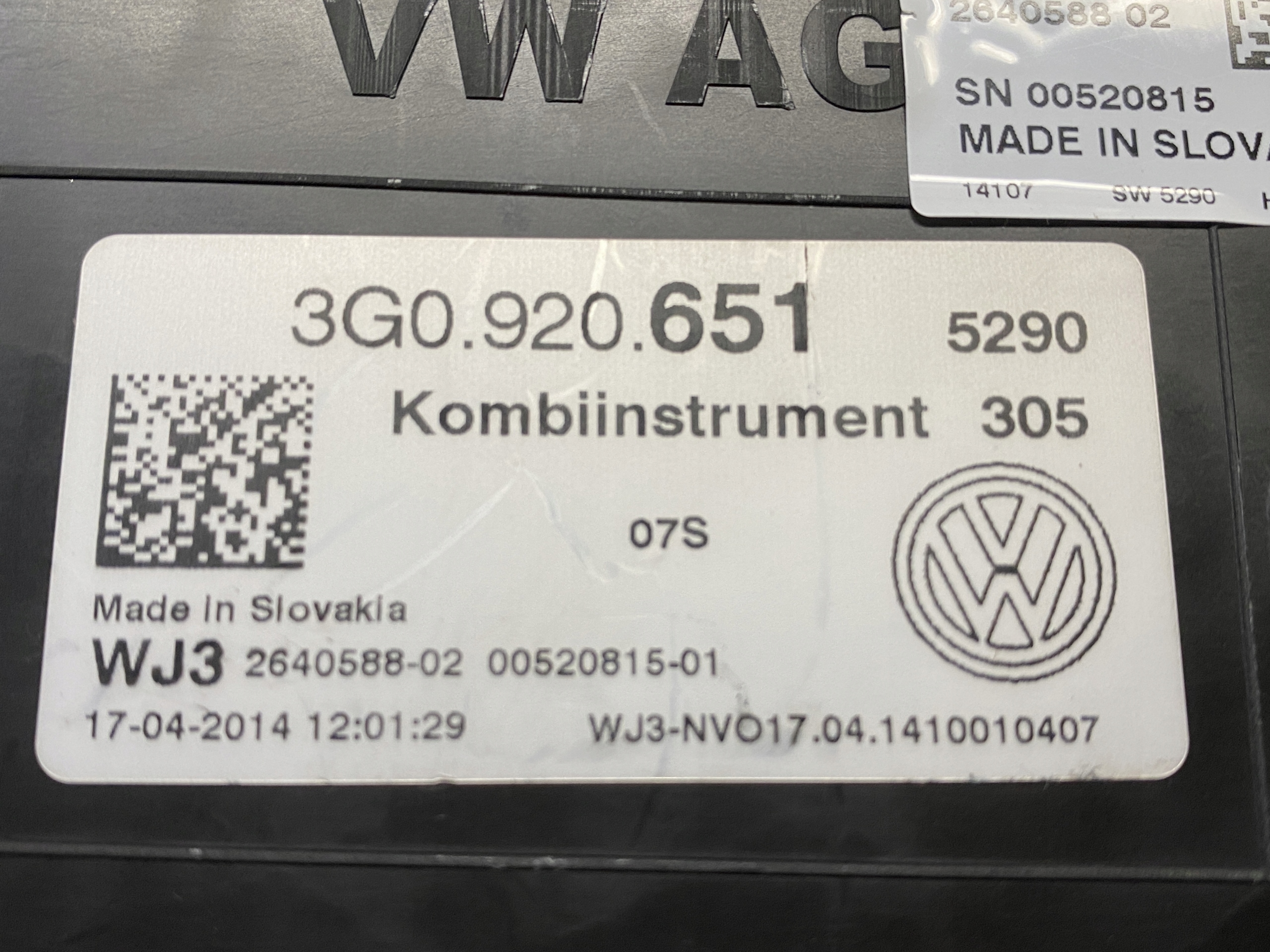 VW PASSAT B8 dials dials TDI 3G0920651