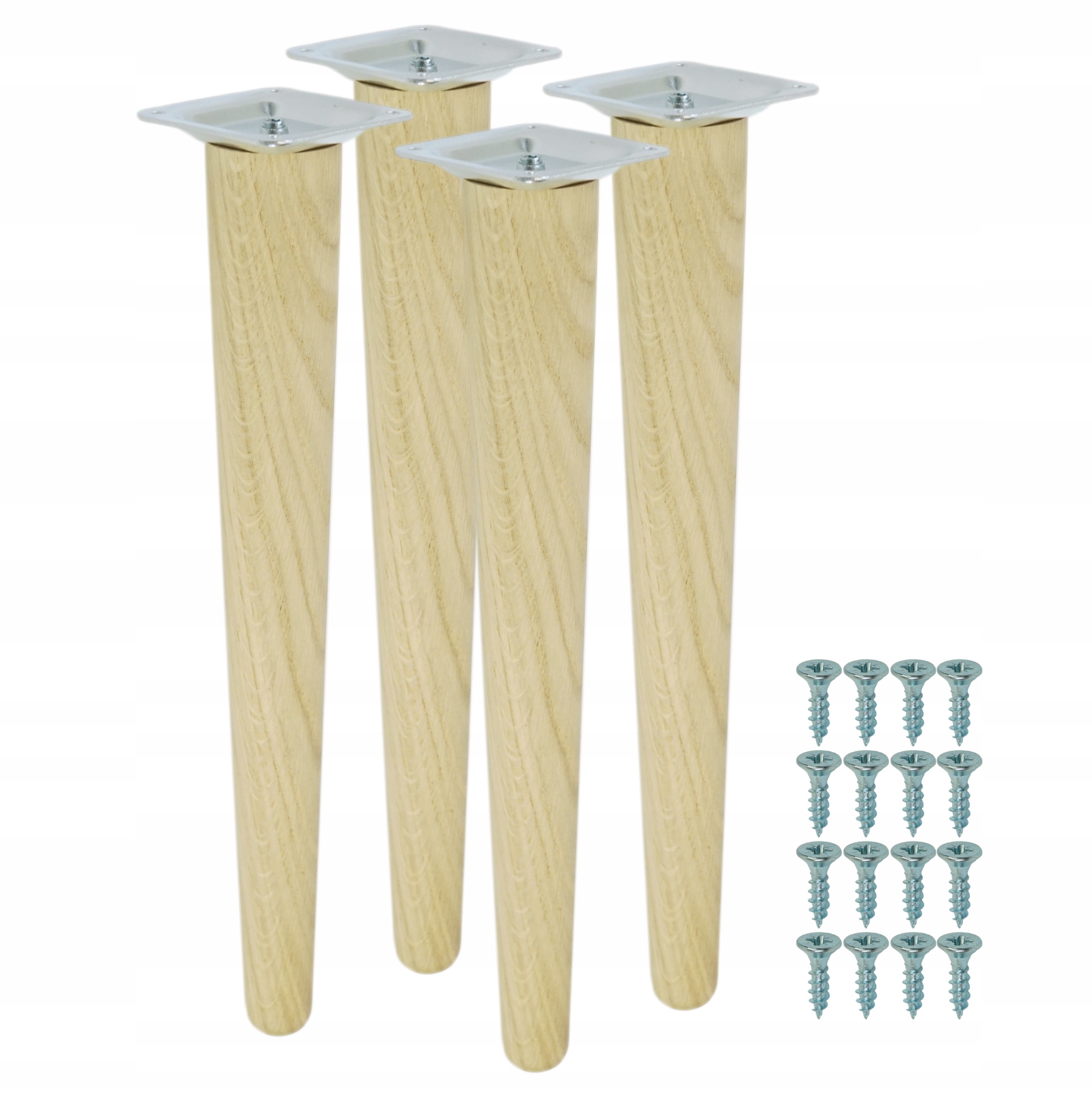 Dřevěné nohy, nábytkové nohy, dubové nohy, surové, rovné, sada 35 cm