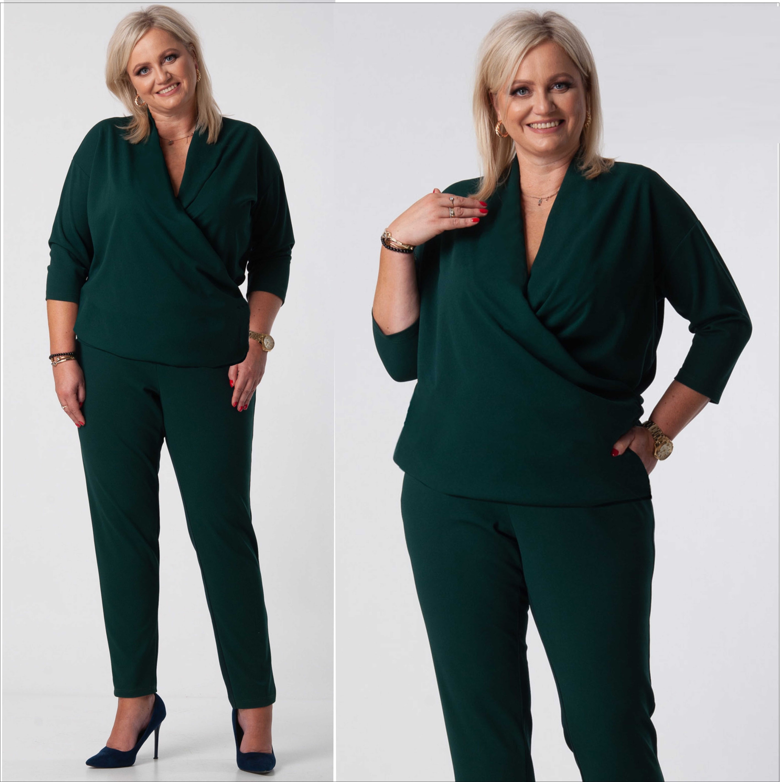 Elegantní kombinéza Na Svatební Hostina s obálkovým vzorem (44-54) Barvy 46 XXXL