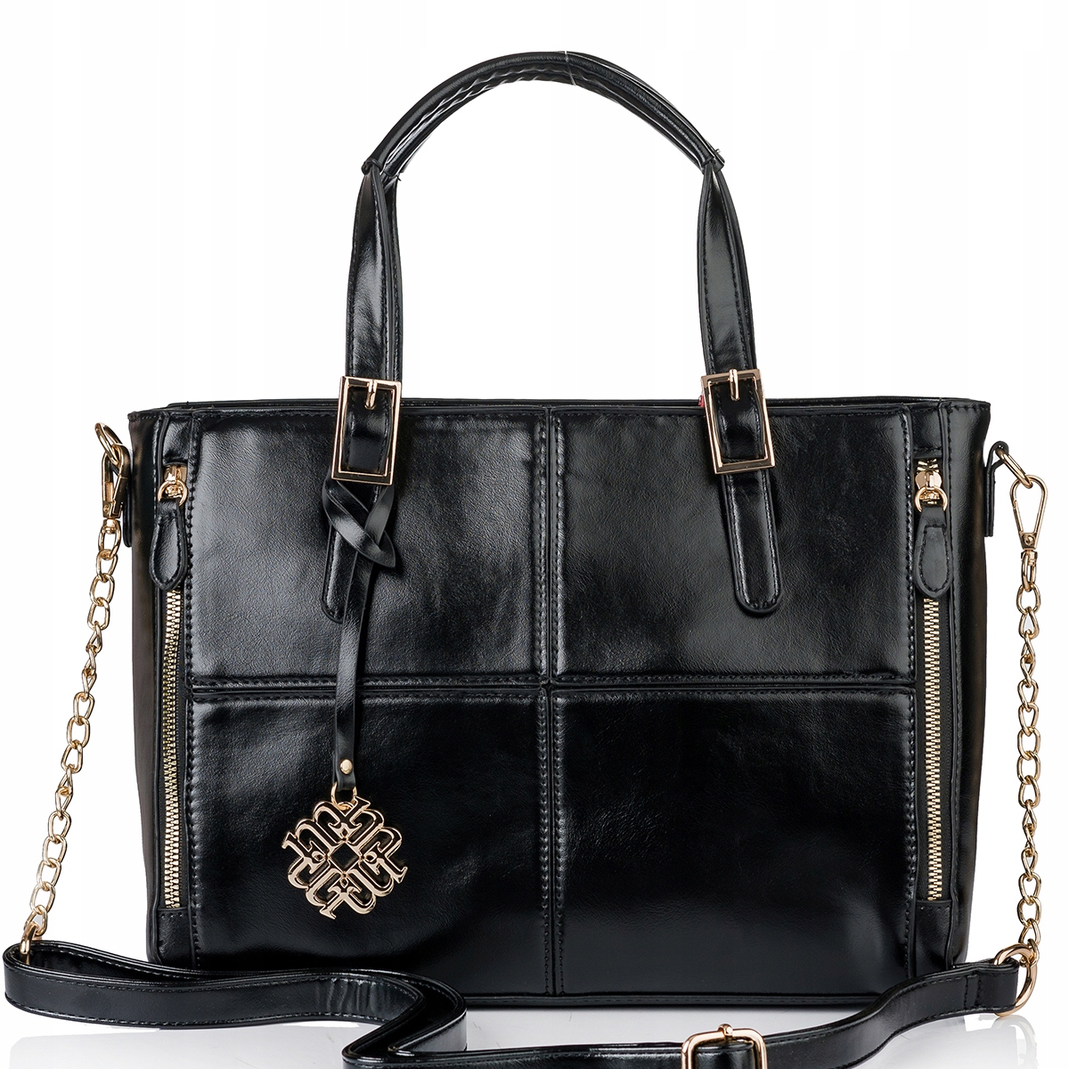 Torebka Damska do pracy Shopper Monnari Na Ramię Aktówka Czarna Premium