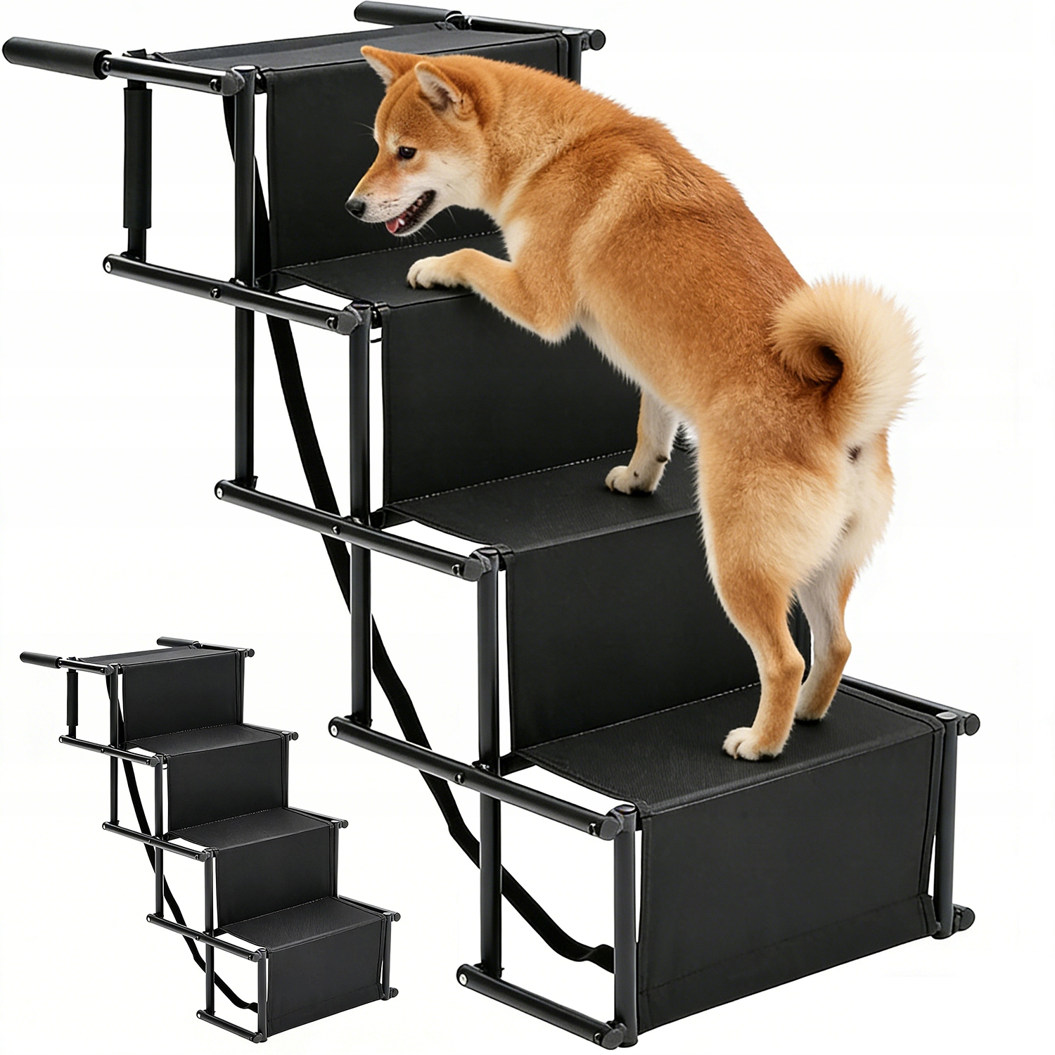 Levně Skládací Schody 4 Stupně Pro Psa Schody Pro Psy