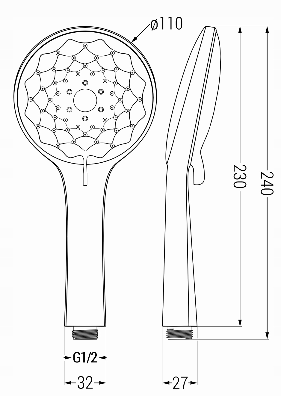 MEXEN R-74 SŁUCHAWKA PRYSZNICOWA 3-FUNKCYJNA CHROM Kształt okrągły