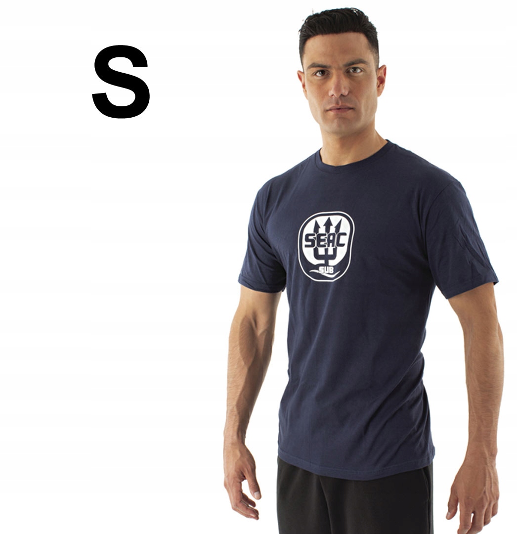 Koszulka bawełniana dobrej jakości T-shirt Seac męski granatowy S