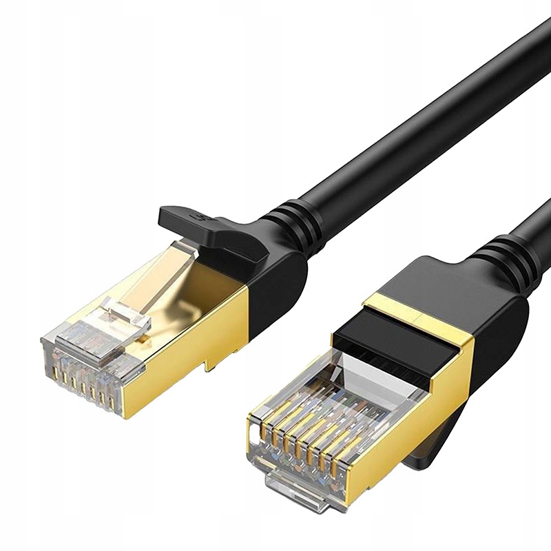 Kulatý síťový kabel Ugreen NW107 Ethernet RJ45, Cat.7, Stp, 15 m (černý)