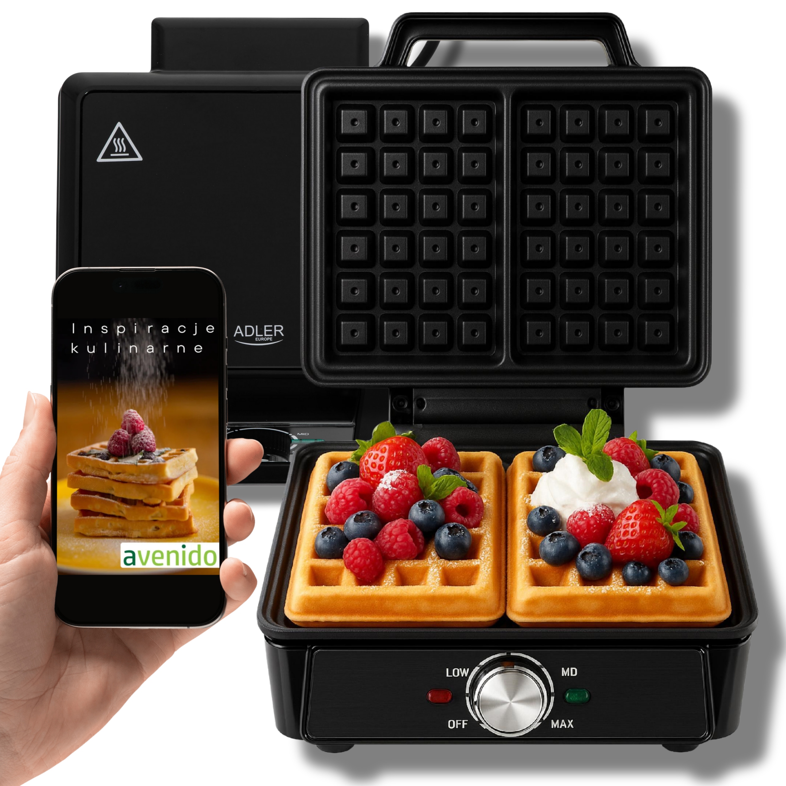 Gofrownica 2000W XXL 2 Duże Gofry Regulacja Temperatury Non-stick Mocna