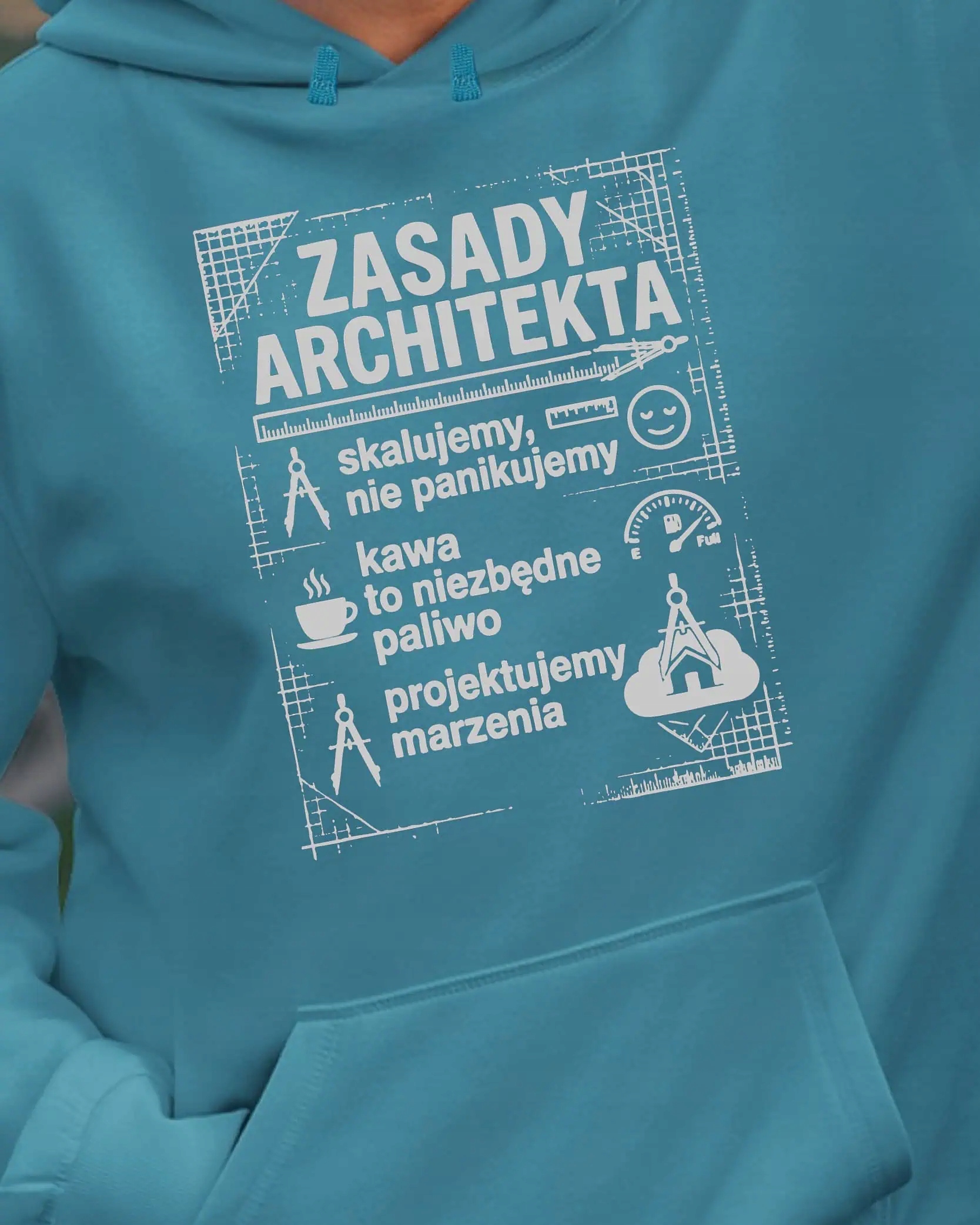 Dárek pro architekta Mikina s kapucí Vtipná pravidla Modrá M