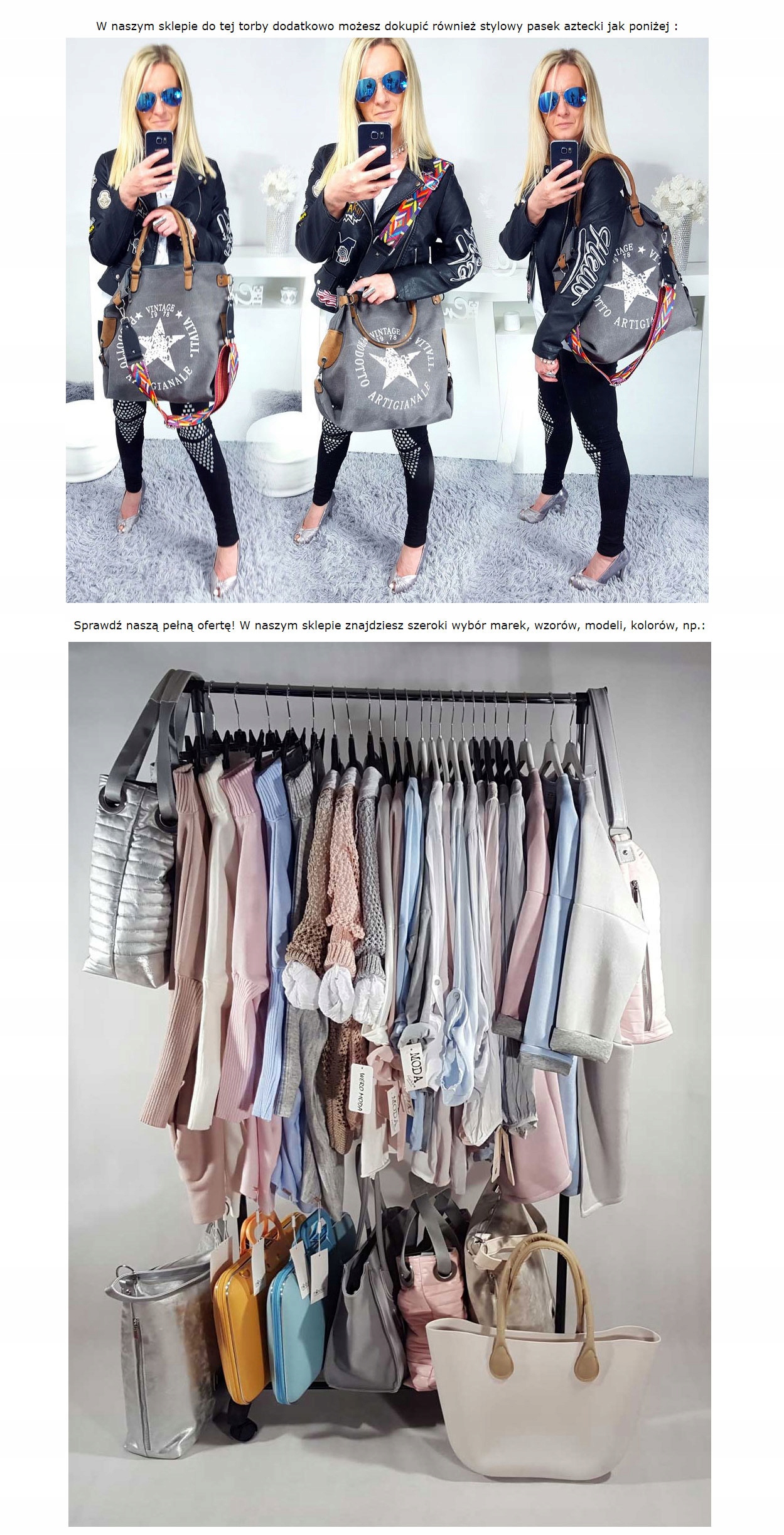 TOREBKA GWIAZDA VINTAGE WOREK SHOPPER BAG TORBA XL Zapięcie zamek