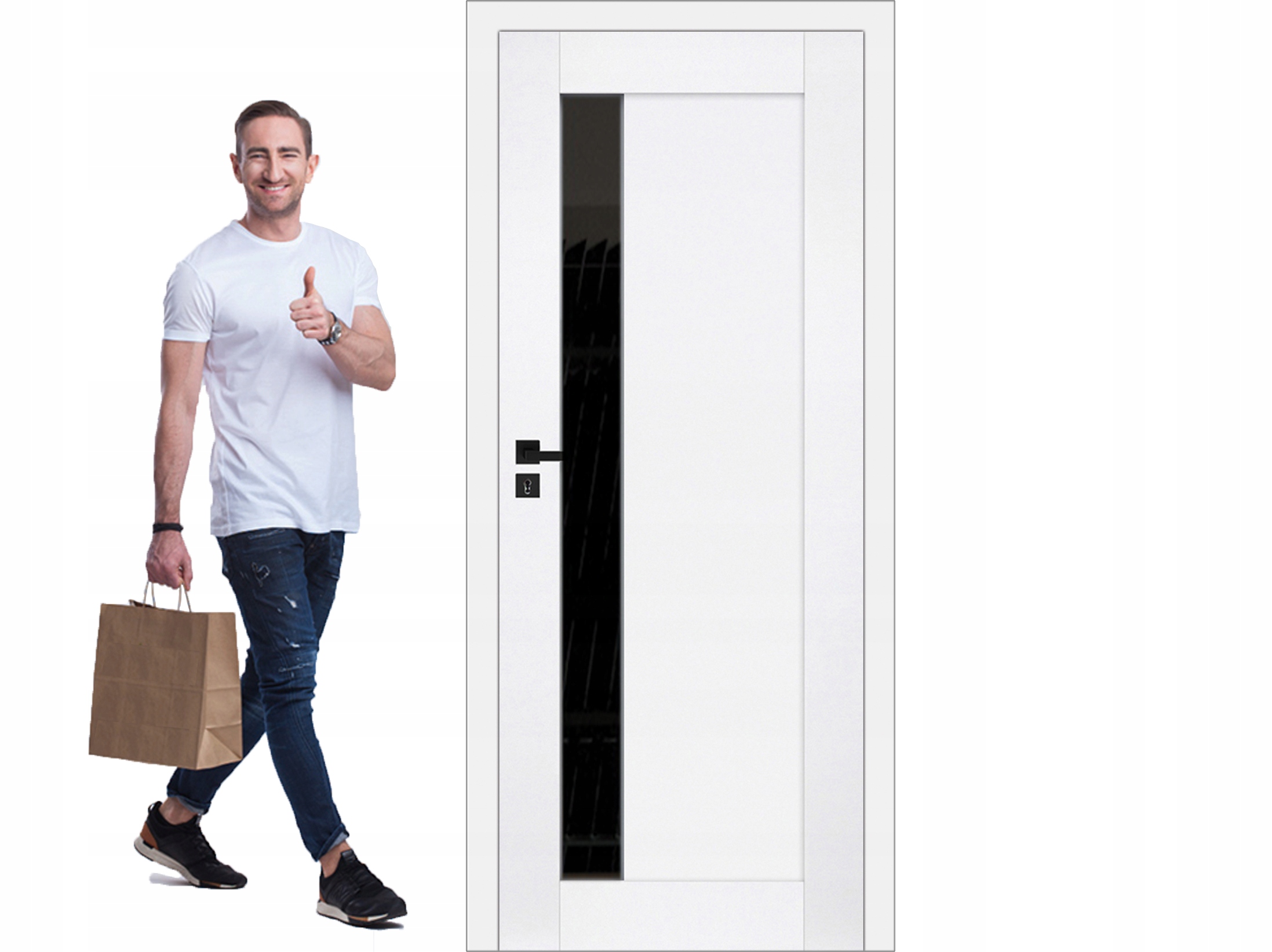 DRZWI WEWNĘTRZNE BEZPRZYLGOWE WINDOOR LIMES CZARNA SZYBA VSG MONTAŻ 8%*