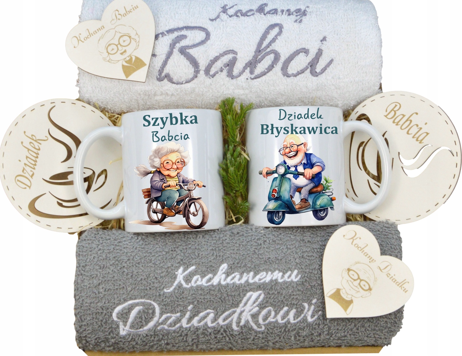 Velký Set Pro Babičku Dědečka Na Den Ručníky Hrnečky Magnety Dědečkům Koš