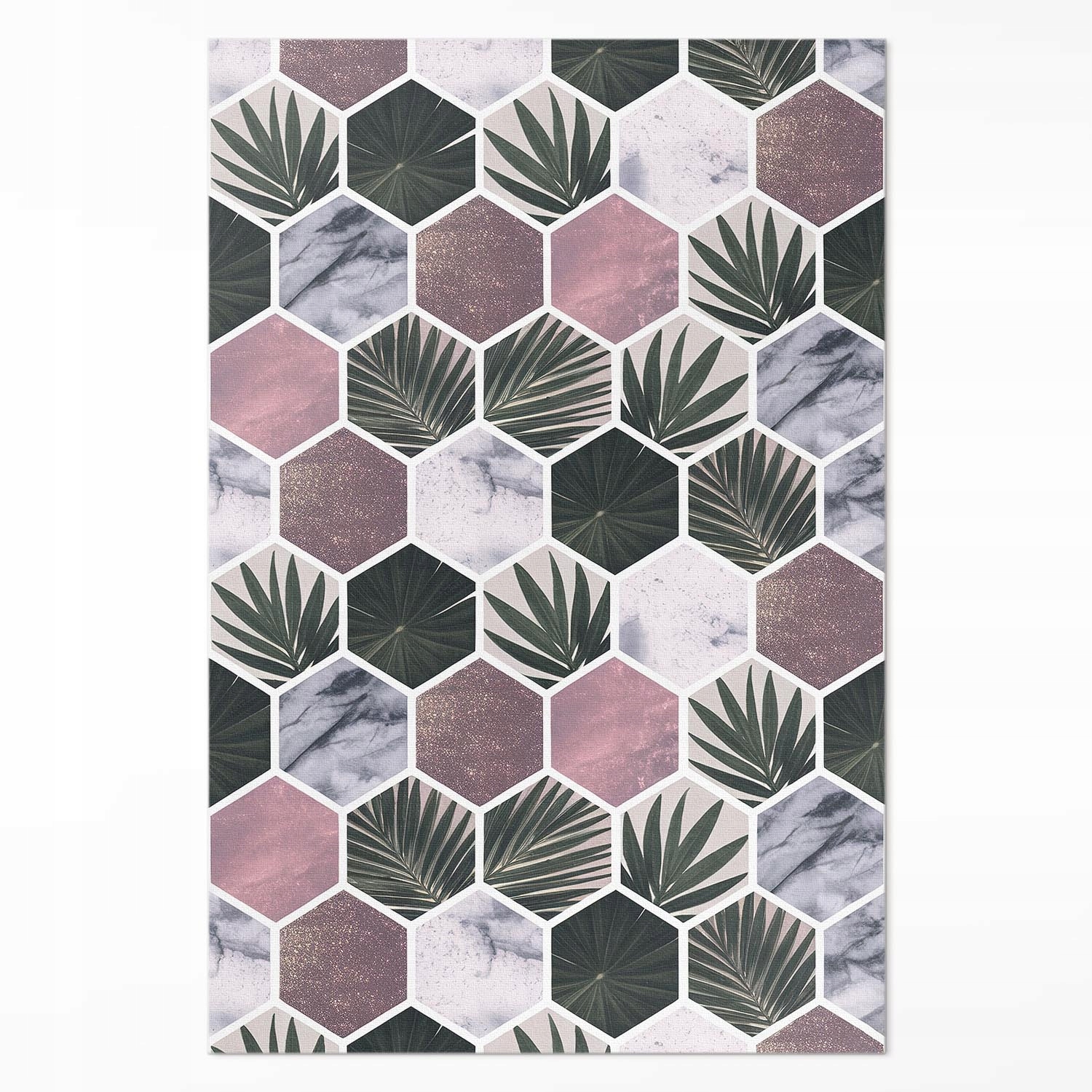 Koberec Vinylový S Potiskem Hexagony kamenná mozaika listy 60x90 cm
