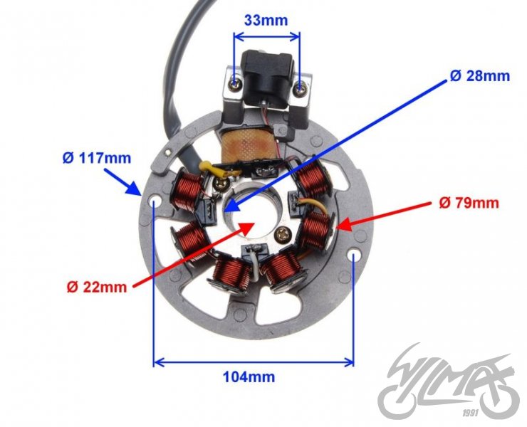 STATOR ISKROWNIK 7 CEWEK WSCJ00440 2T Producent WZMOTO