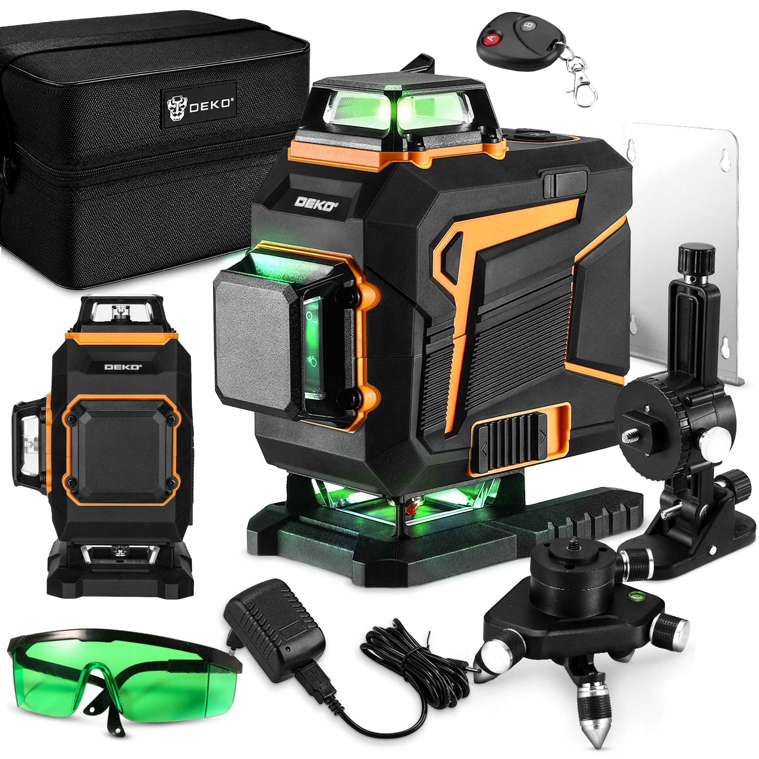 Laserová vodováha 4D 360 Deko DKLL16PS1 laser křížový zelený 16 řádků