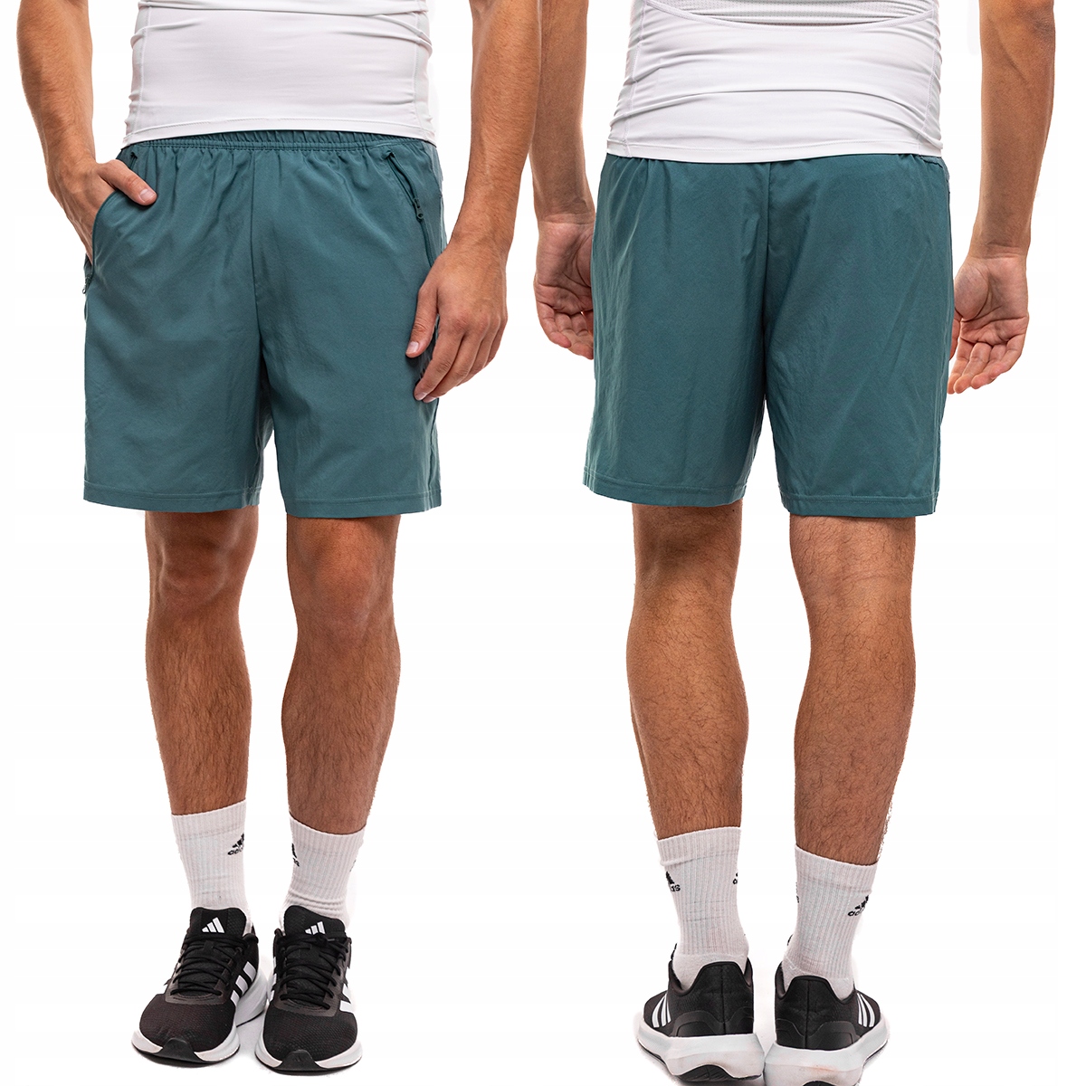 Spodenki Męskie adidas Train Essentials Kieszenie Sznurek Zielone roz. L 7"