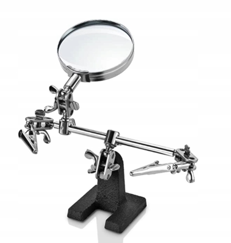 LUPA ZESTAW DO LUTOWANIA TRZECIA RĘKA UCHWYT CHWYTAKI KROKODYLKI 60MM 2.5X Stan opakowania oryginalne