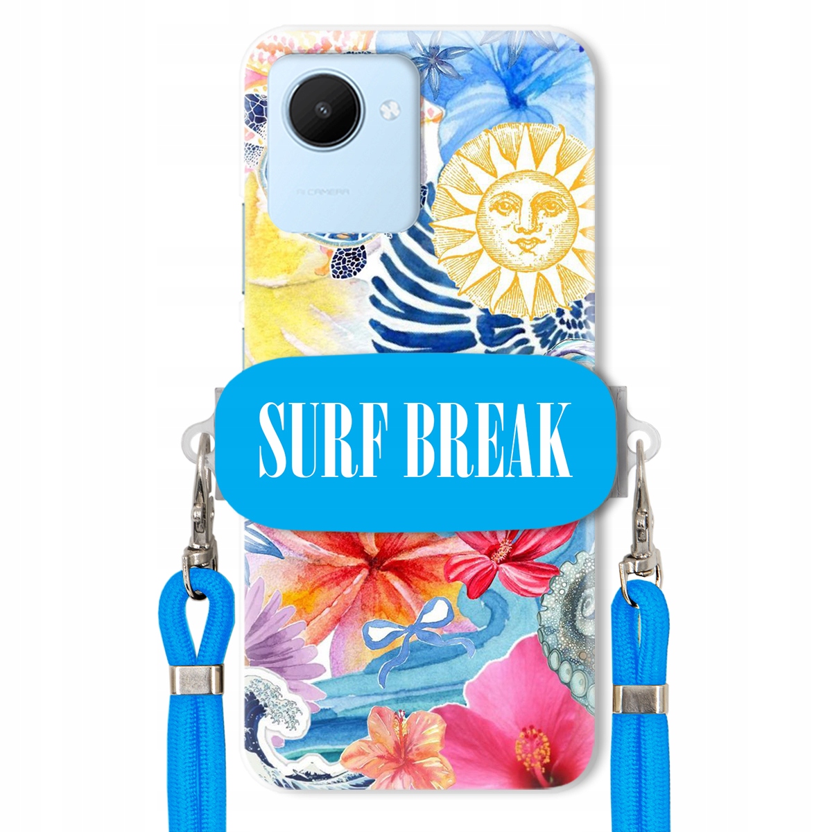 Puzdro pre Realme C30 Modré Crossbody vodítko držiak Surf Break Lata