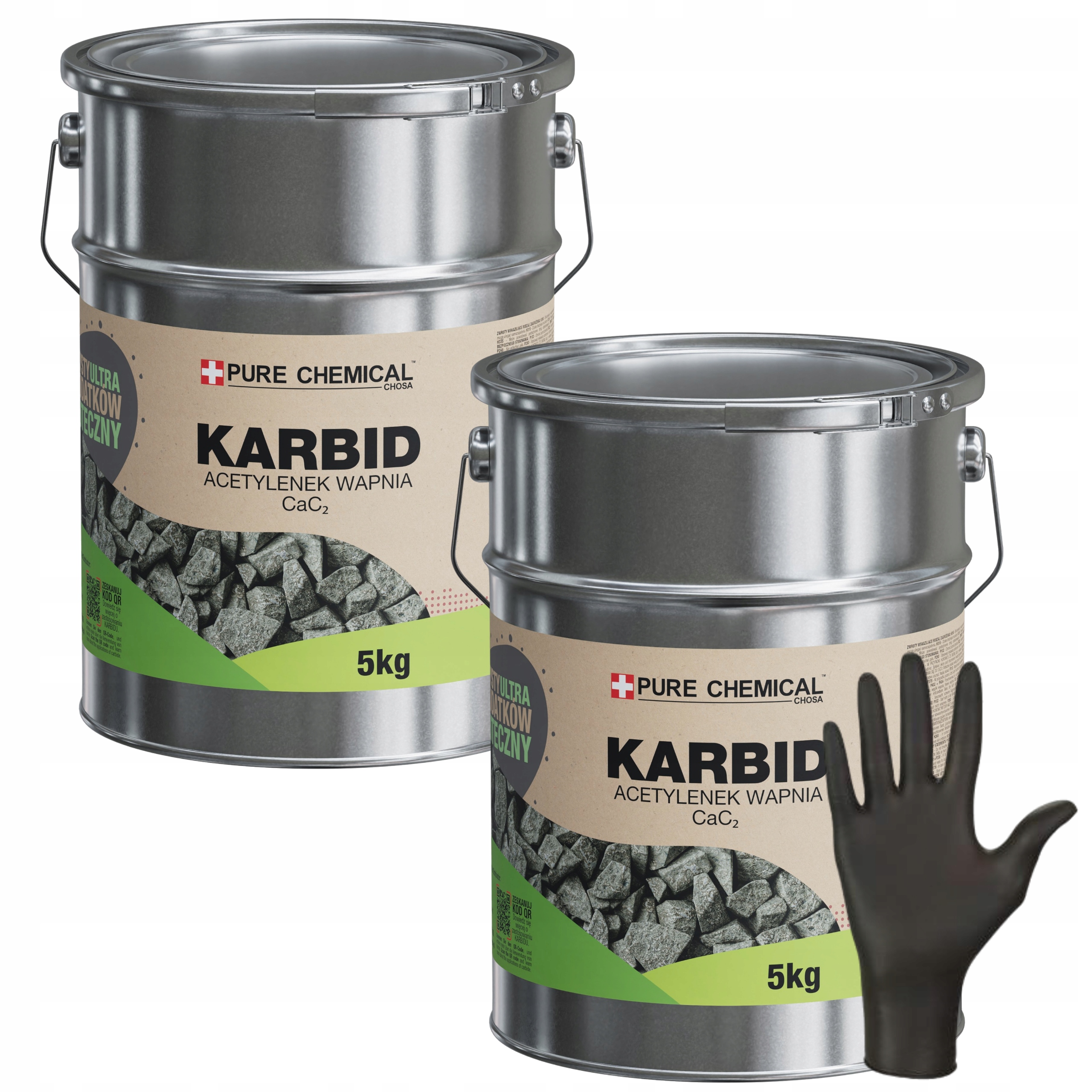 Karbid 2x5KG Čistý Karbid Vápnika Rukavice Acetylén Vápnika