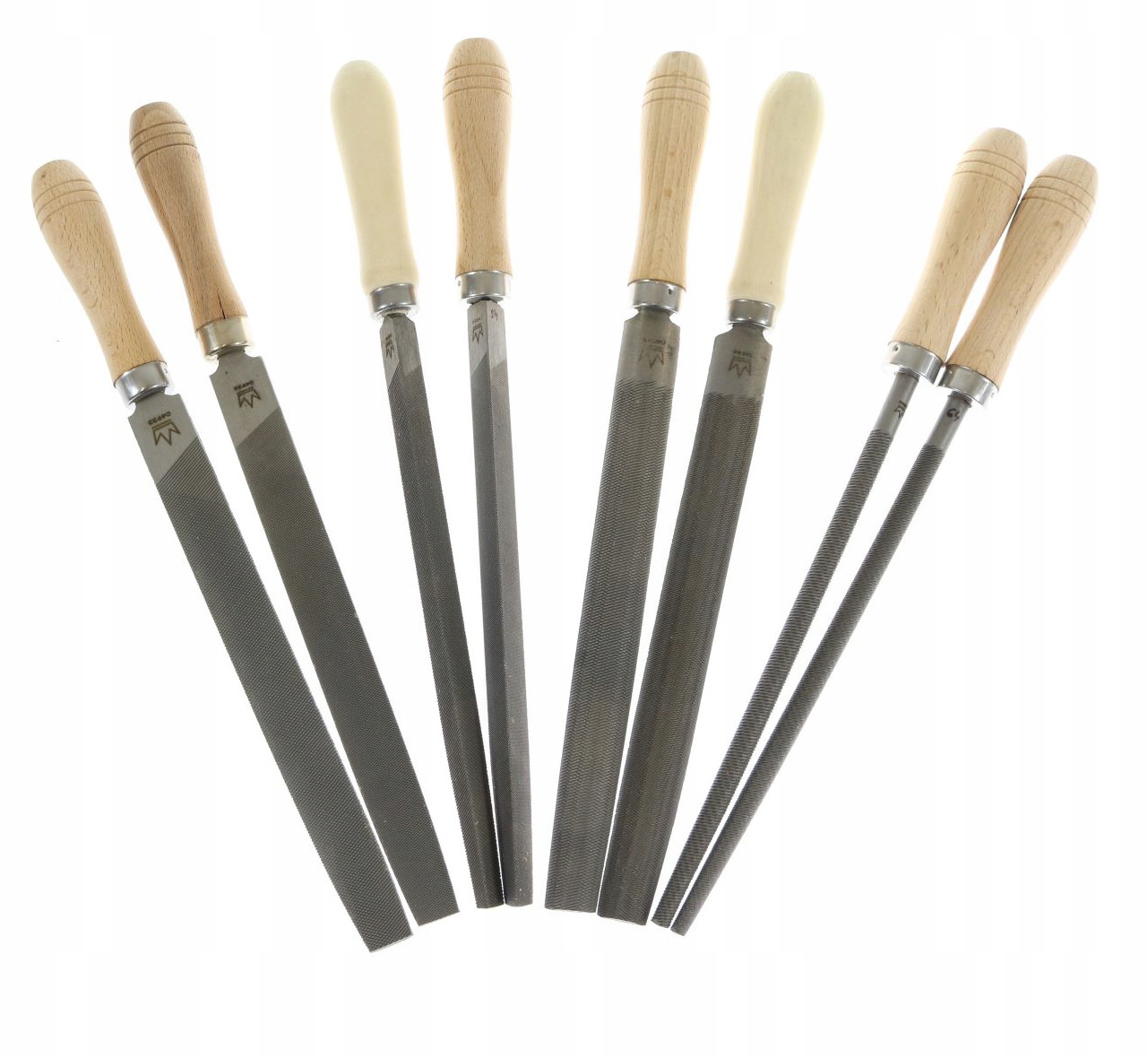 PILNIKI DO METALU 200mm NR1 NR2 Z RĄCZKAMI ZESTAW 8szt