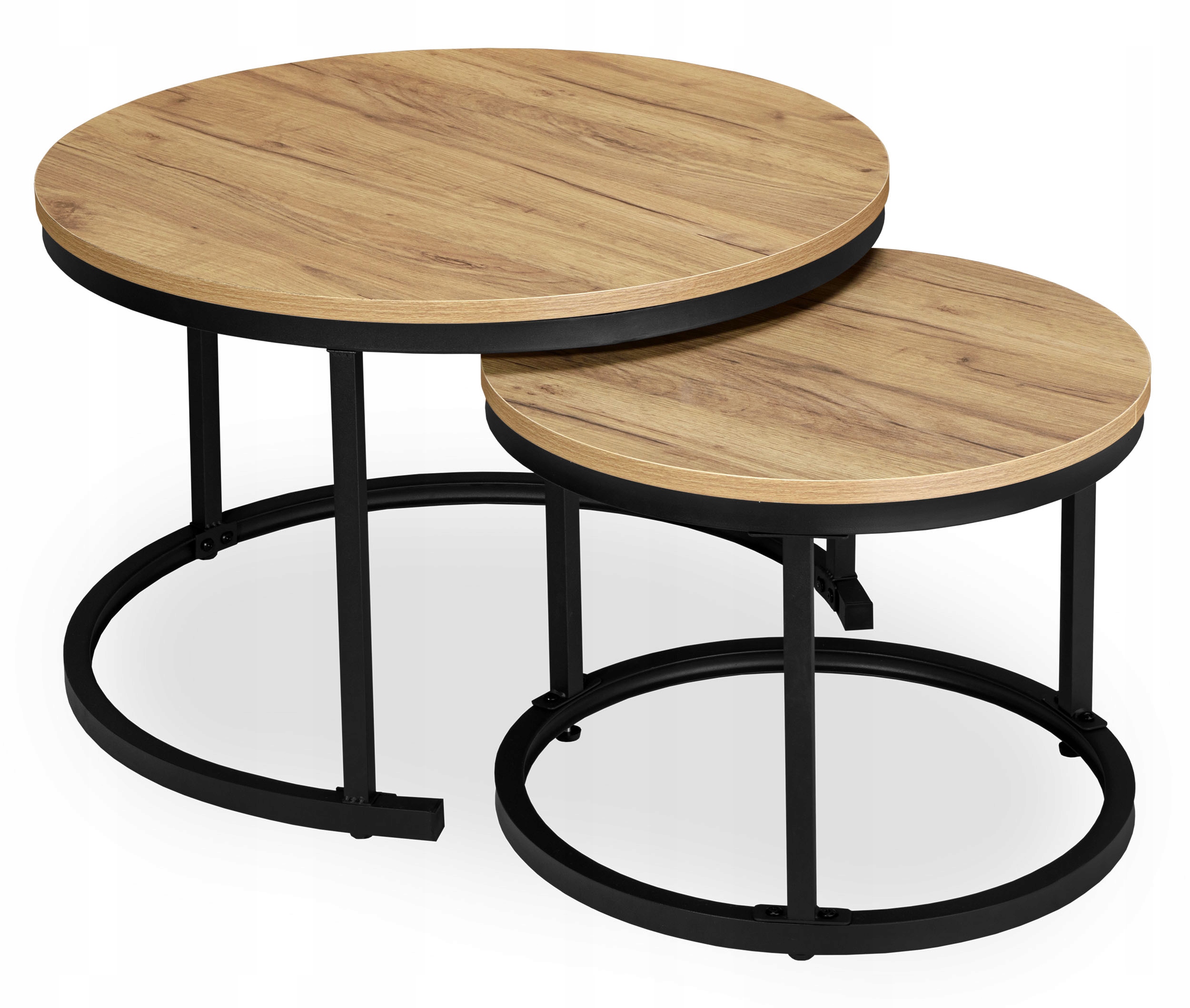 STOLIK KAWOWY 2w1 ZESTAW STOLIKÓW LOFT CRAFT 70 x 70 x 47cm dąb craft