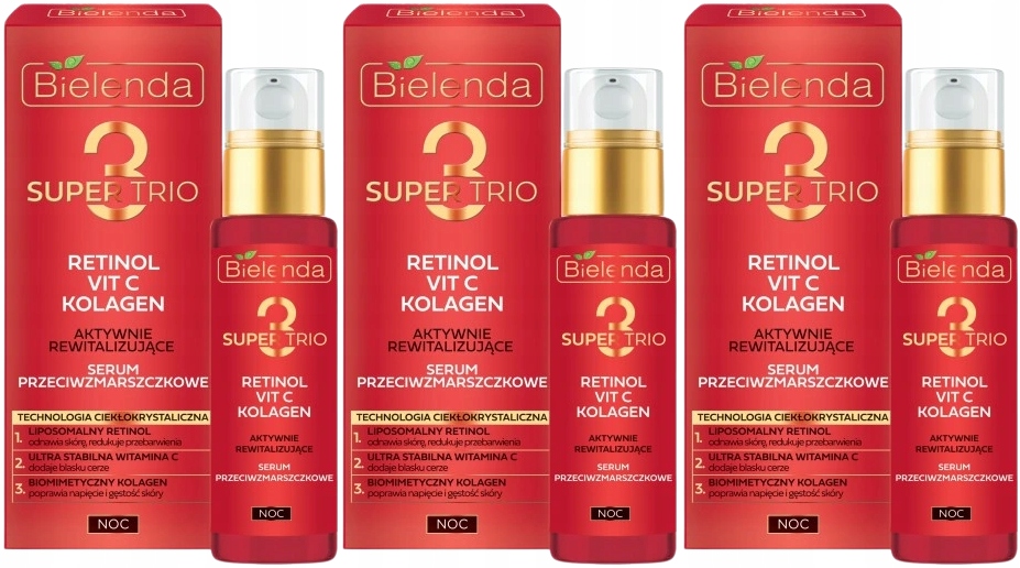3 x Bielenda Trio Retinol+Vit+Kolagen Noční sérum 30 ml Vrásky