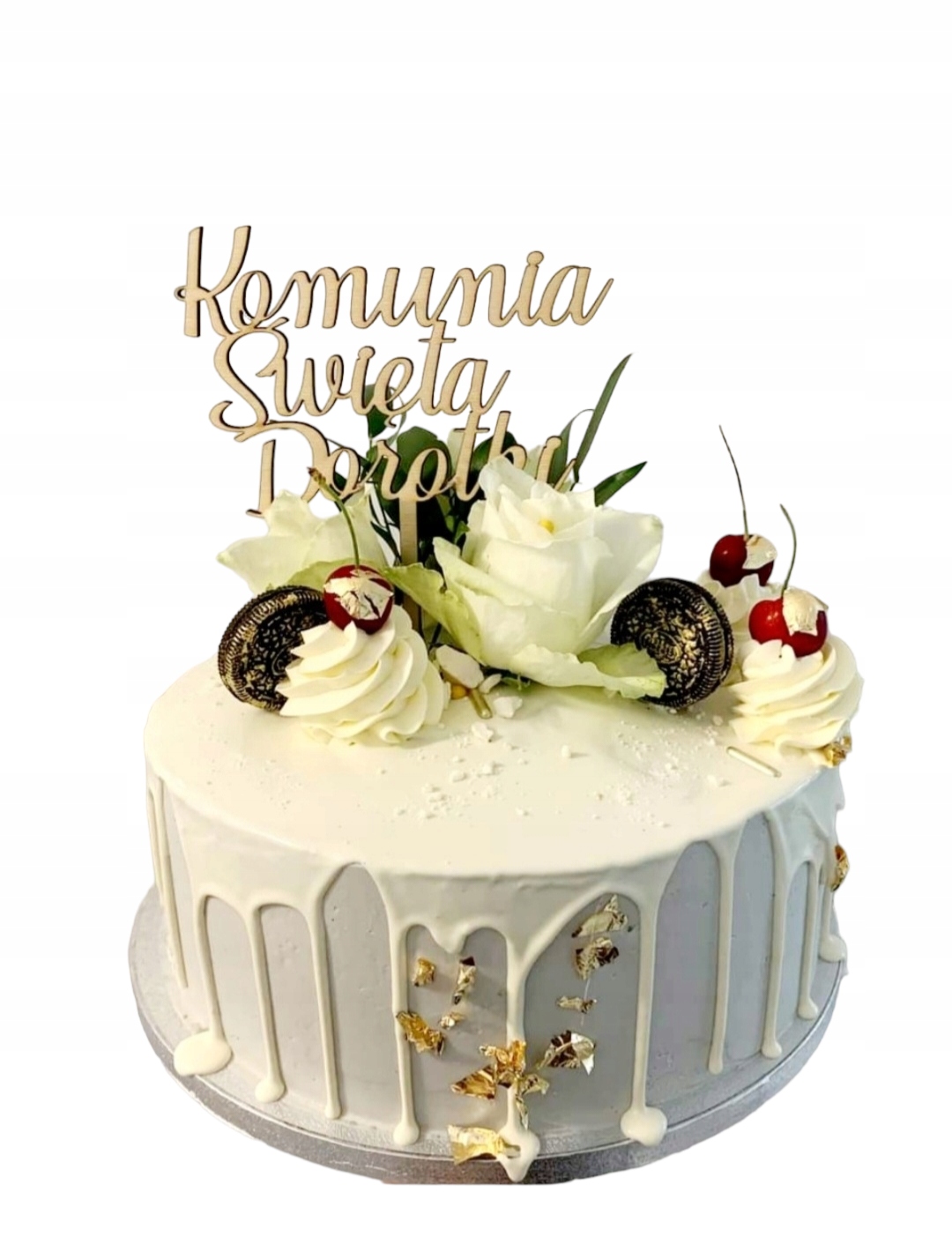 

Topper na tort Komunia Święta imię dziecka