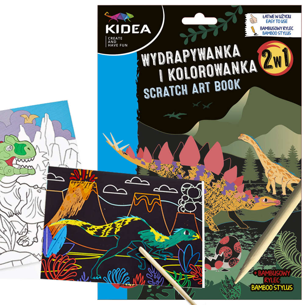 

Wydrapywanka Kolorowanka Dinozaury 6 sztuk Rylec