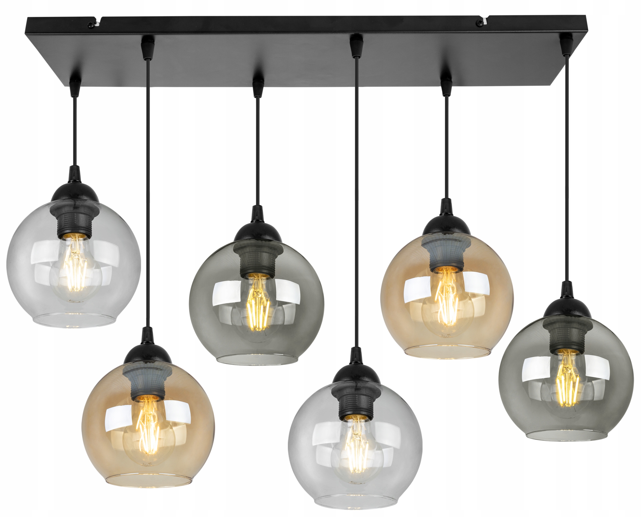 LAMPA SUFITOWA WISZĄCA ŻYRANDOL SZKLANE KULE LISTWA LOFT GLAMOUR NAD STÓŁ
