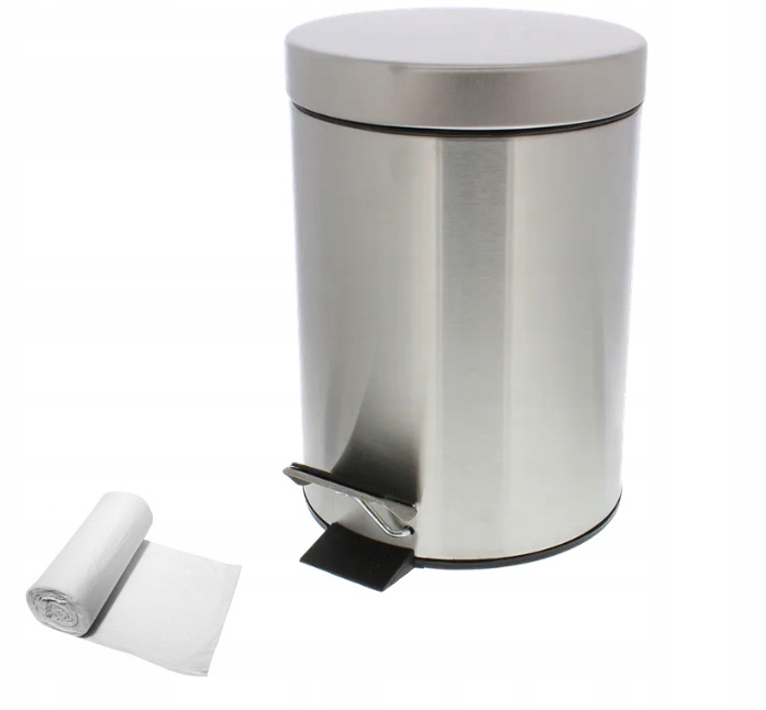 Levně Kelímek odpadkový pedál 3l koupelna kancelář chrom sáčky Zwy